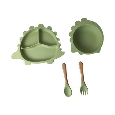 ซื้อ ชุดช้อนส้อมซิลิโคนรูปไดโนเสาร์สำหรับป้อนอาหารเด็ก online manufacture