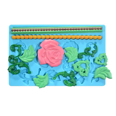 ดอกไม้ซิลิโคนอุปกรณ์ทำเบเกอรี่เค้กทำเฟอร์นิเจอร์ลูกไม้ซิลิโคน Fondant Moulds