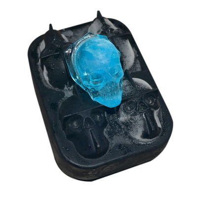 แม่พิมพ์น้ำแข็งซิลิโคนฤดูร้อนแบบยั่งยืน 3D Skull Ice Cube Mold ปรับแต่งได้
