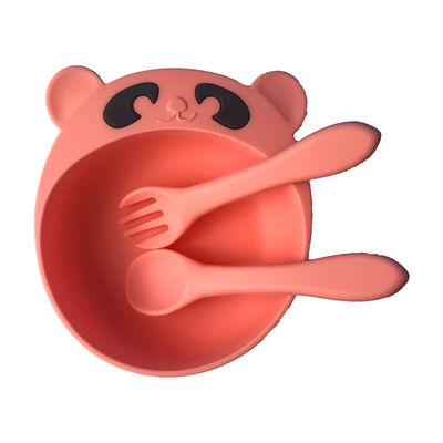 Panda Shape Baby Silicone Products ชามและช้อนซิลิโคนพกพาปลอดสาร BPA