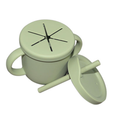 ถ้วยหัดดื่มซิลิโคน 100% เป็นมิตรกับสิ่งแวดล้อม BPA Free Baby Snack Cups ขนาดที่กำหนดเอง