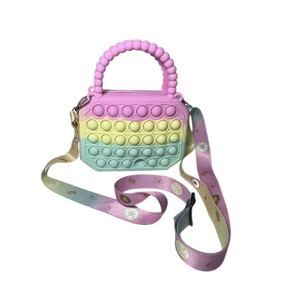 ซิลิโคนเด็กการ์ตูนมินิเด็ก Bubble Toy Crossbody Pop It Purse for Girls