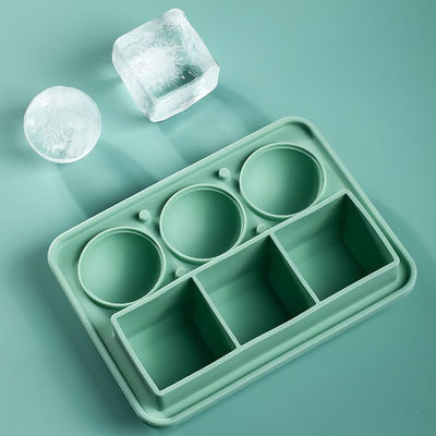 MHC Ice Cube Trays สําหรับตู้เย็น ซิลิโคนที่มีฝาครอบสี่เหลี่ยมและกลม