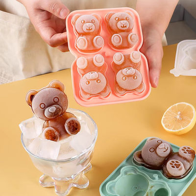 โรงงาน MHC Custom Shape Logo โรงงานขายส่ง สีชมพู สัตว์ Ice Cube Tray ซิลิโคน ขนาดเล็ก 3D Bear Shape Ice Cube